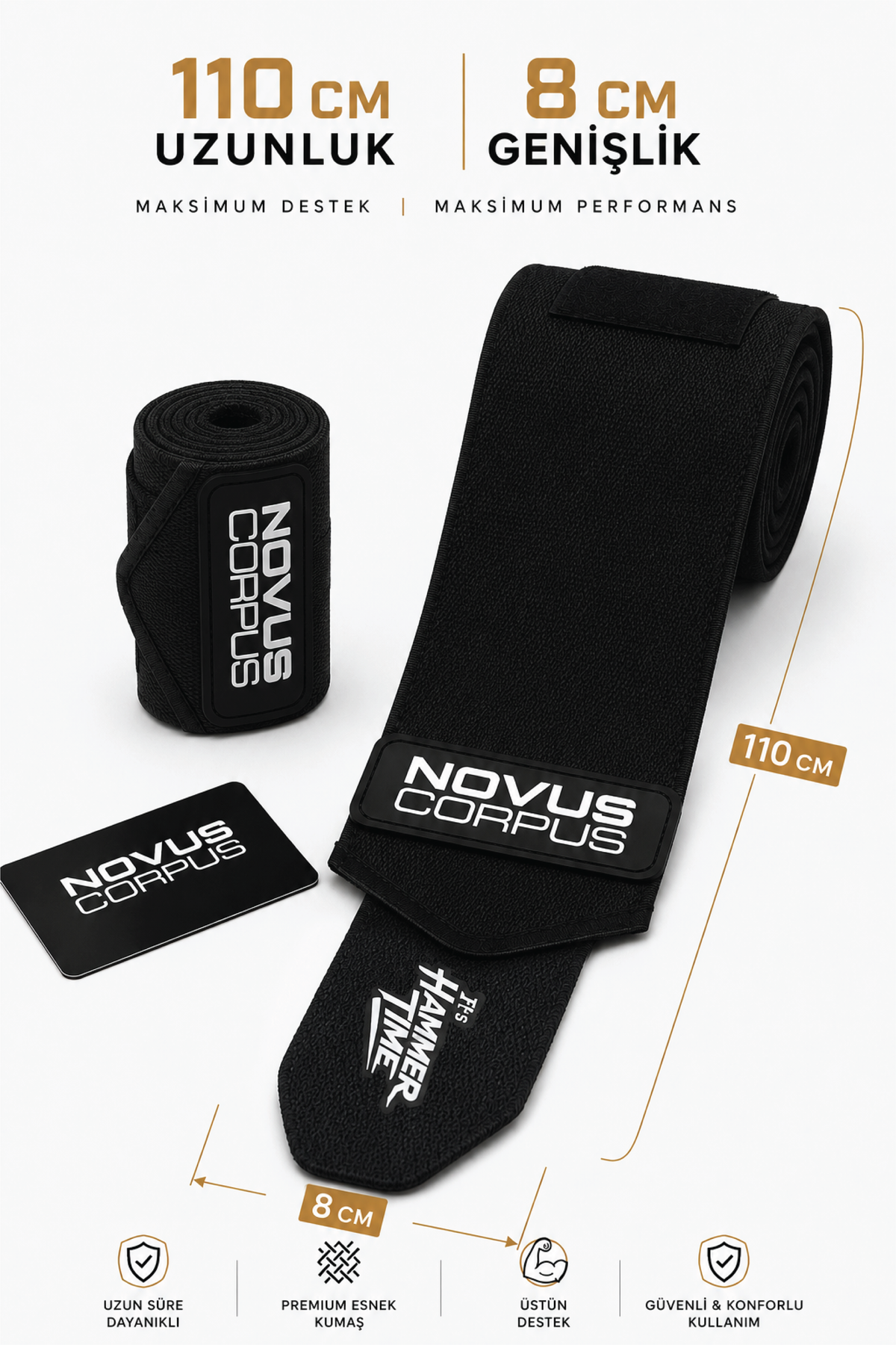 Novus Corpus Hammer siyah dirsek sargısı ölçüleri ve ürün detayları