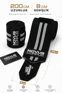 Novus Corpus Hammer siyah ve gri diz sargısı ölçüleri ve ürün detayları