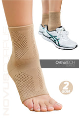 Ayaklarda Novus Corpus OrthoTech bej örgü ayak bilekliği çifti