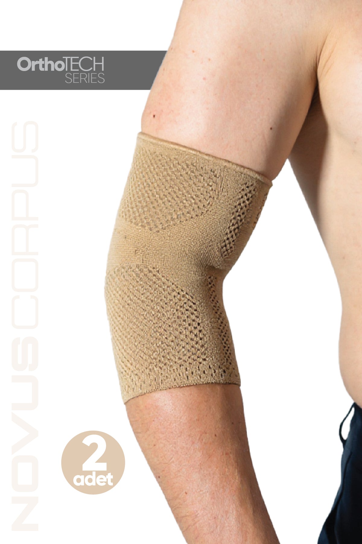 Kol üzerinde Novus Corpus OrthoTech bej örgü dirseklik