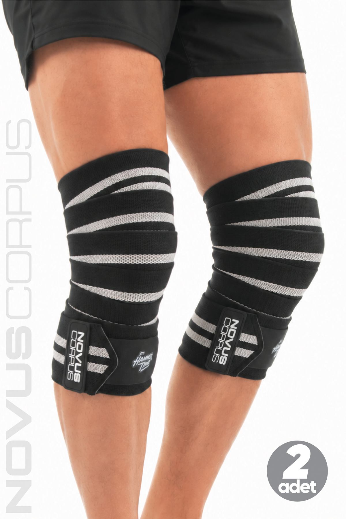 Novus Corpus Hammer black and gray knee brace pair