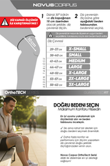 Novus Corpus OrthoTech örgü dizlik ölçüm talimatı ve beden tablosu